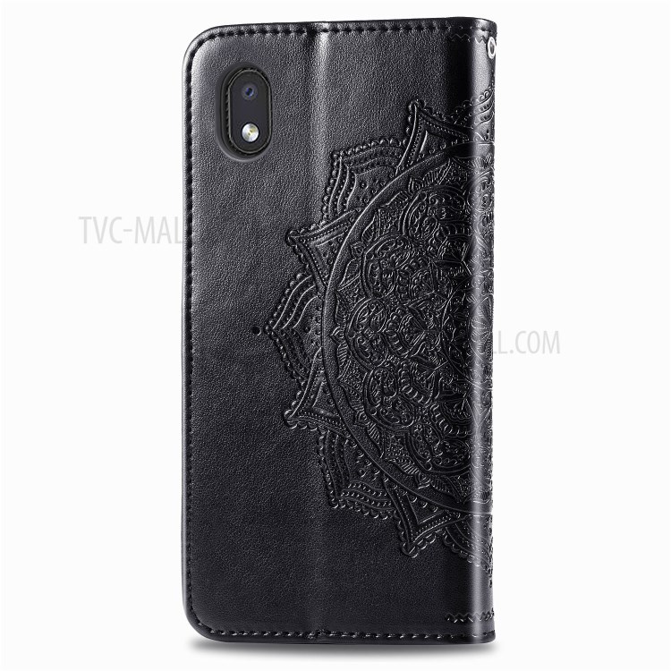 Embossed Mandala Flower Wallet Stand Leather Case for Samsung Galaxy A01 Core - Black-4