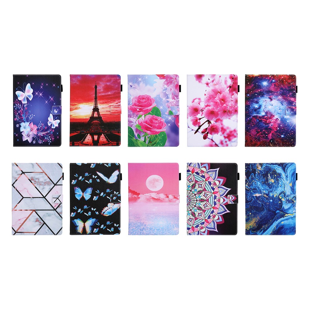Patterned Stand Leather Protector Cover for Samsung Galaxy Tab A7 10.4 (2020) SM-T500/T505 - Blue Butterfly-11