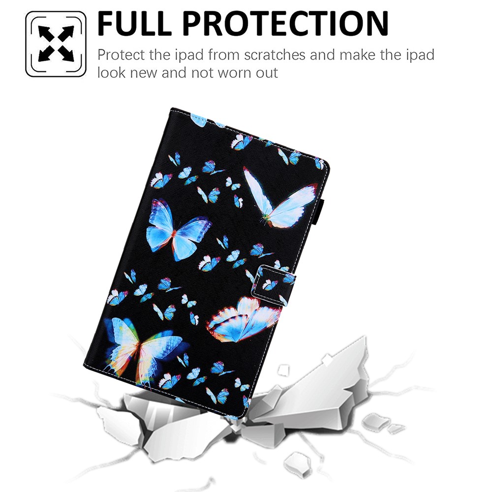 Patterned Stand Leather Protector Cover for Samsung Galaxy Tab A7 10.4 (2020) SM-T500/T505 - Blue Butterfly-2