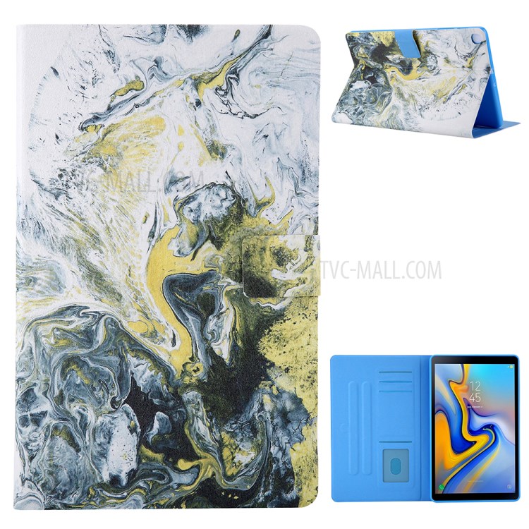 Pattern Printing Card Slots Leather Stand Tablet Case for Samsung Galaxy Tab A7 10.4 (2020) SM-T500/SM-T505 - White/Yellow-1