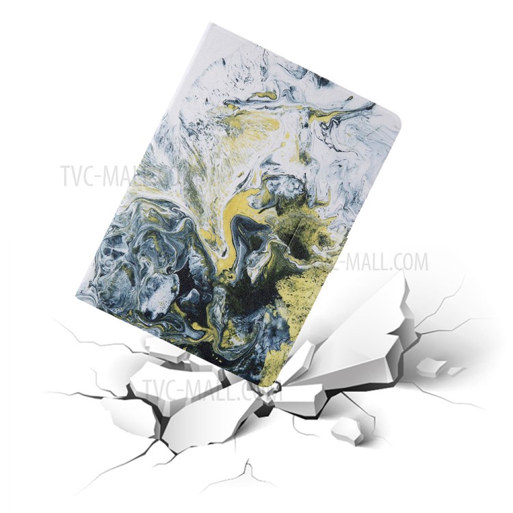 Pattern Printing Card Slots Leather Stand Tablet Case for Samsung Galaxy Tab A7 10.4 (2020) SM-T500/SM-T505 - White/Yellow-6
