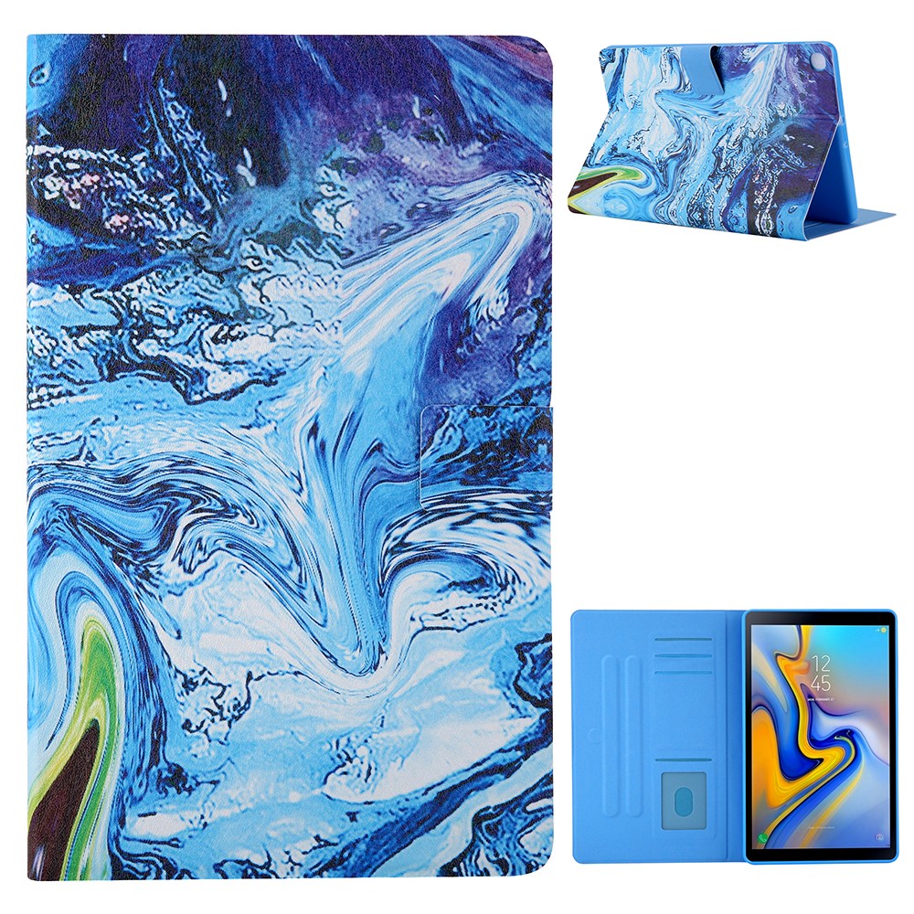 Pattern Printing Card Slots Leather Stand Tablet Case for Samsung Galaxy Tab A7 10.4 (2020) SM-T500/SM-T505 - Blue/Green-1
