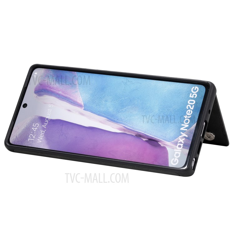 Shockproof Leather Coated TPU Phone Protective Shell with Card Slots for Samsung Galaxy Note 20/Note 20 5G - Black-10