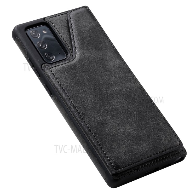 Shockproof Leather Coated TPU Phone Protective Shell with Card Slots for Samsung Galaxy Note 20/Note 20 5G - Black-11