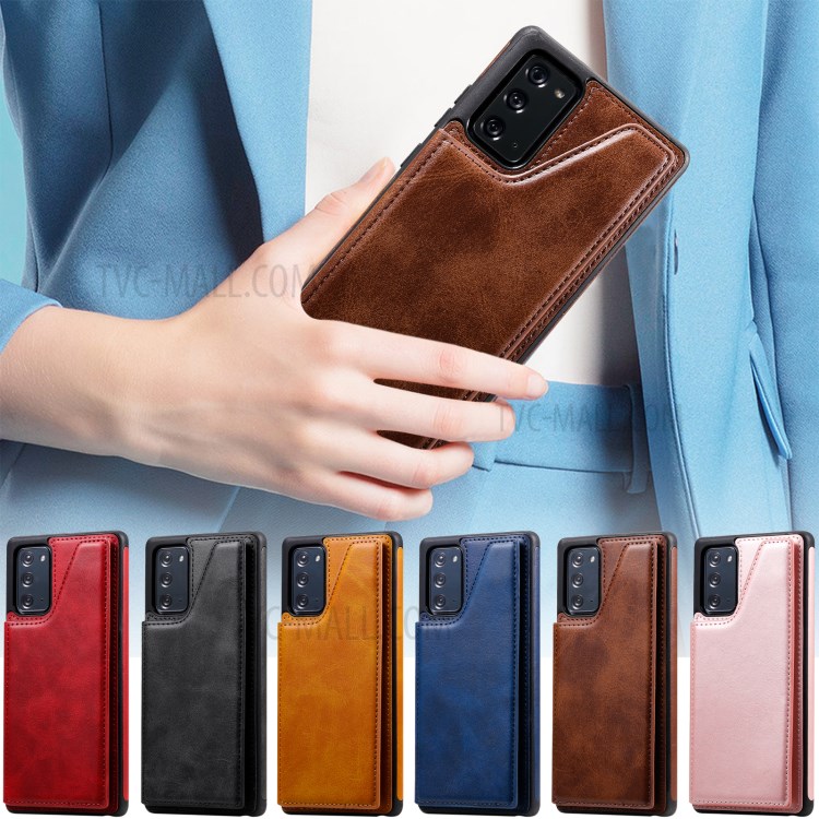 Shockproof Leather Coated TPU Phone Protective Shell with Card Slots for Samsung Galaxy Note 20/Note 20 5G - Black-13