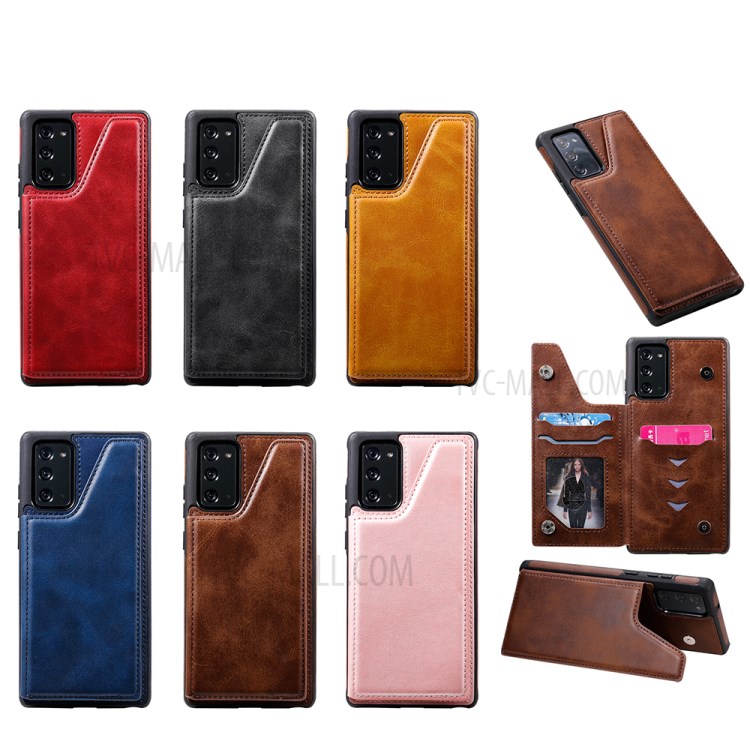 Shockproof Leather Coated TPU Phone Protective Shell with Card Slots for Samsung Galaxy Note 20/Note 20 5G - Black-14