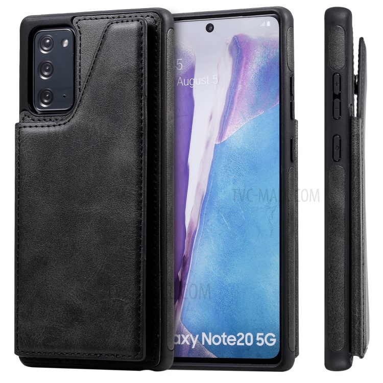 Shockproof Leather Coated TPU Phone Protective Shell with Card Slots for Samsung Galaxy Note 20/Note 20 5G - Black-2