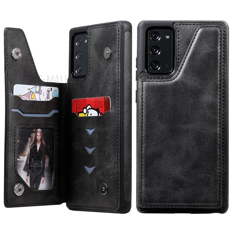Shockproof Leather Coated TPU Phone Protective Shell with Card Slots for Samsung Galaxy Note 20/Note 20 5G - Black-3