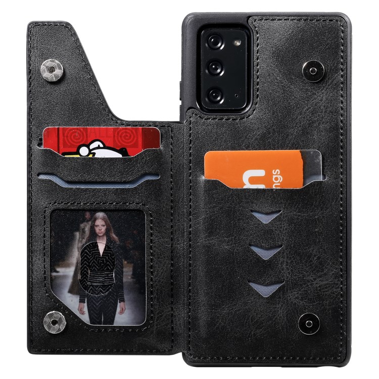 Shockproof Leather Coated TPU Phone Protective Shell with Card Slots for Samsung Galaxy Note 20/Note 20 5G - Black-7