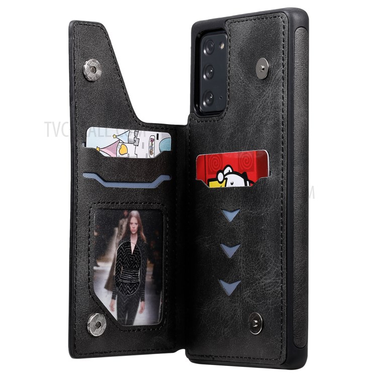 Shockproof Leather Coated TPU Phone Protective Shell with Card Slots for Samsung Galaxy Note 20/Note 20 5G - Black-8