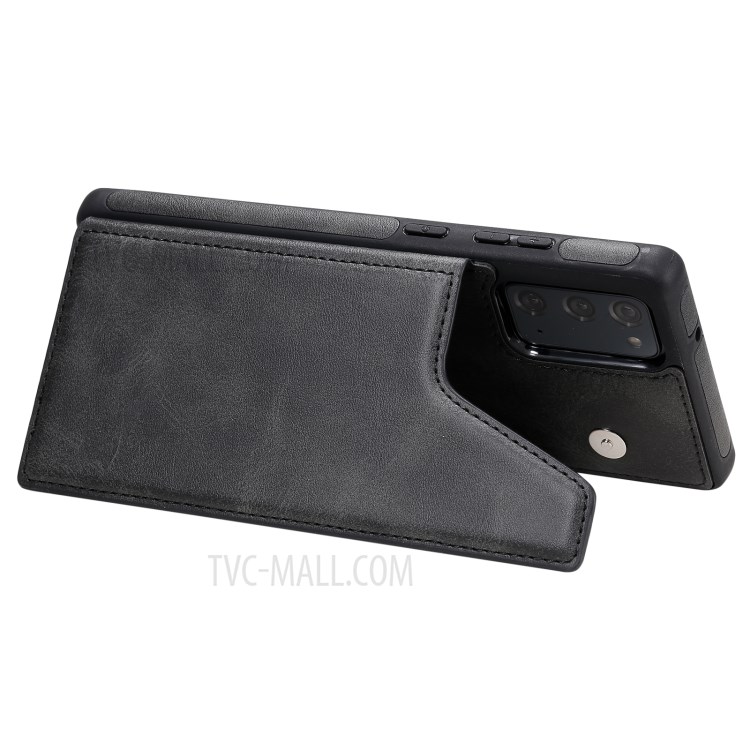 Shockproof Leather Coated TPU Phone Protective Shell with Card Slots for Samsung Galaxy Note 20/Note 20 5G - Black-9
