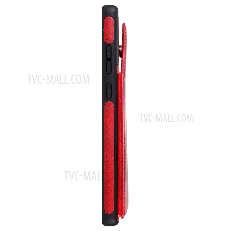 Shockproof Leather Coated TPU Phone Protective Shell with Card Slots for Samsung Galaxy Note 20/Note 20 5G - Red-12