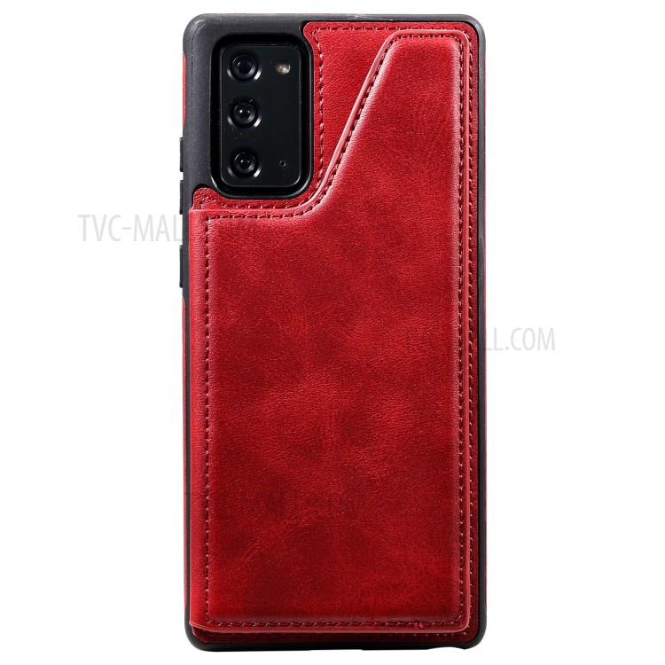 Shockproof Leather Coated TPU Phone Protective Shell with Card Slots for Samsung Galaxy Note 20/Note 20 5G - Red-4