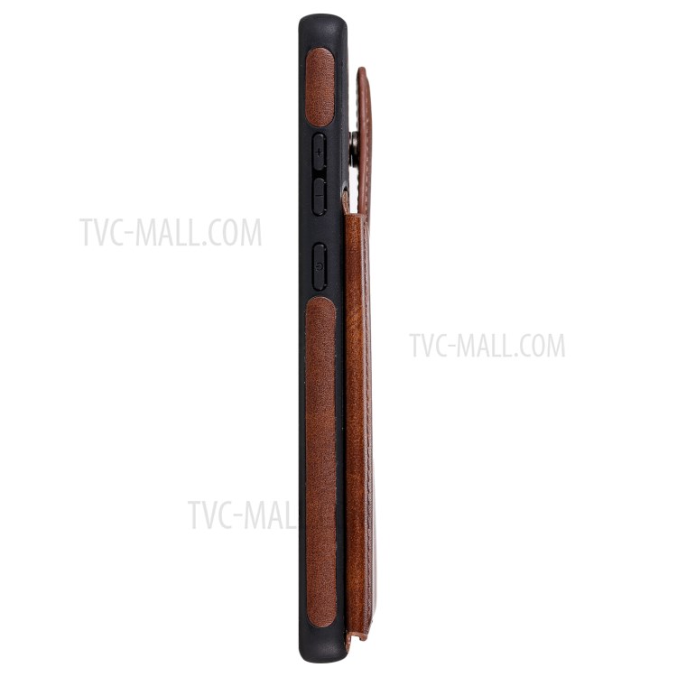 Shockproof Leather Coated TPU Phone Protective Shell with Card Slots for Samsung Galaxy Note 20/Note 20 5G - Brown-12