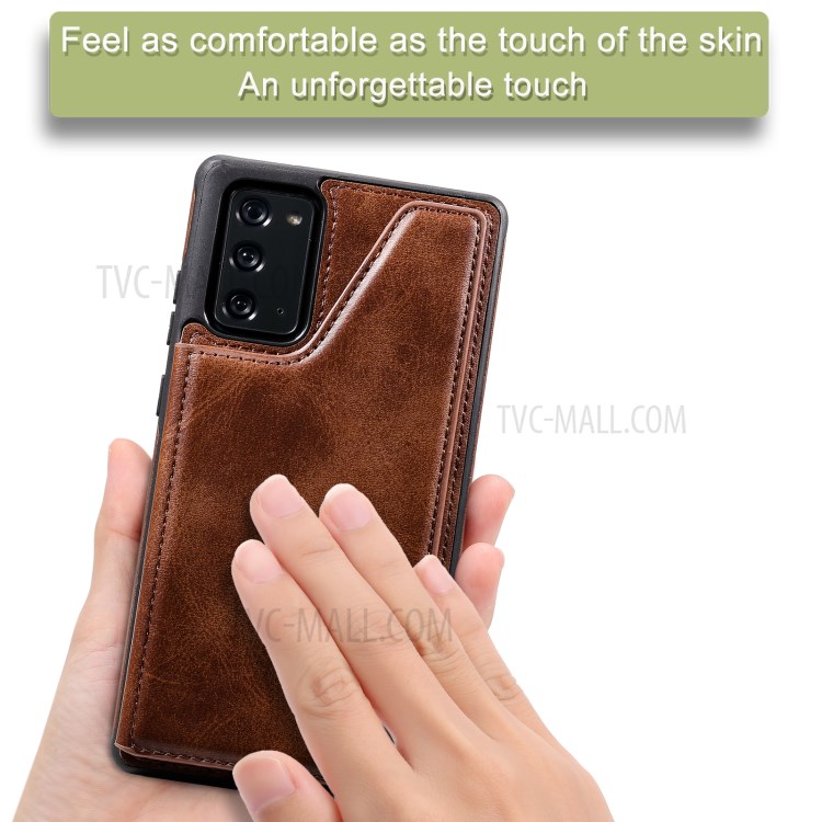 Shockproof Leather Coated TPU Phone Protective Shell with Card Slots for Samsung Galaxy Note 20/Note 20 5G - Brown-17