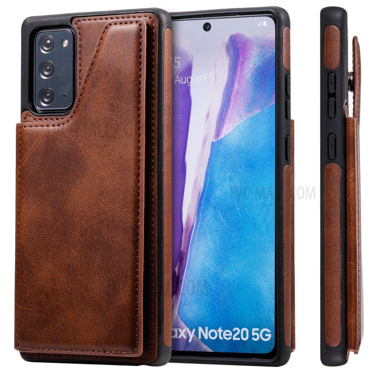 Shockproof Leather Coated TPU Phone Protective Shell with Card Slots for Samsung Galaxy Note 20/Note 20 5G - Brown-2