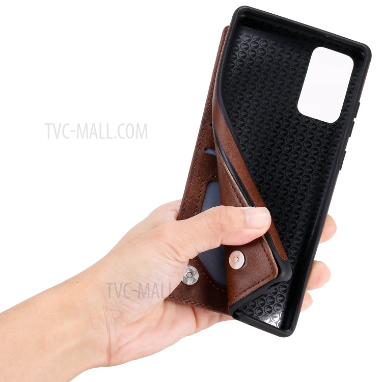 Shockproof Leather Coated TPU Phone Protective Shell with Card Slots for Samsung Galaxy Note 20/Note 20 5G - Brown-22