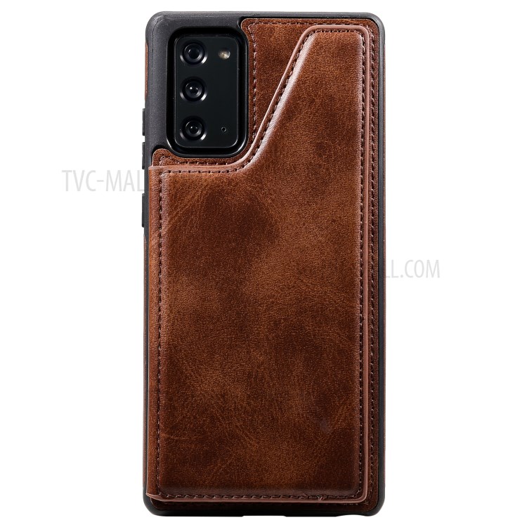 Shockproof Leather Coated TPU Phone Protective Shell with Card Slots for Samsung Galaxy Note 20/Note 20 5G - Brown-4