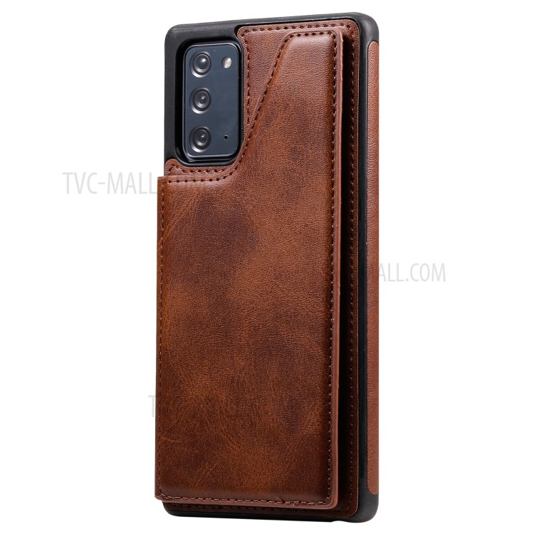 Shockproof Leather Coated TPU Phone Protective Shell with Card Slots for Samsung Galaxy Note 20/Note 20 5G - Brown-5