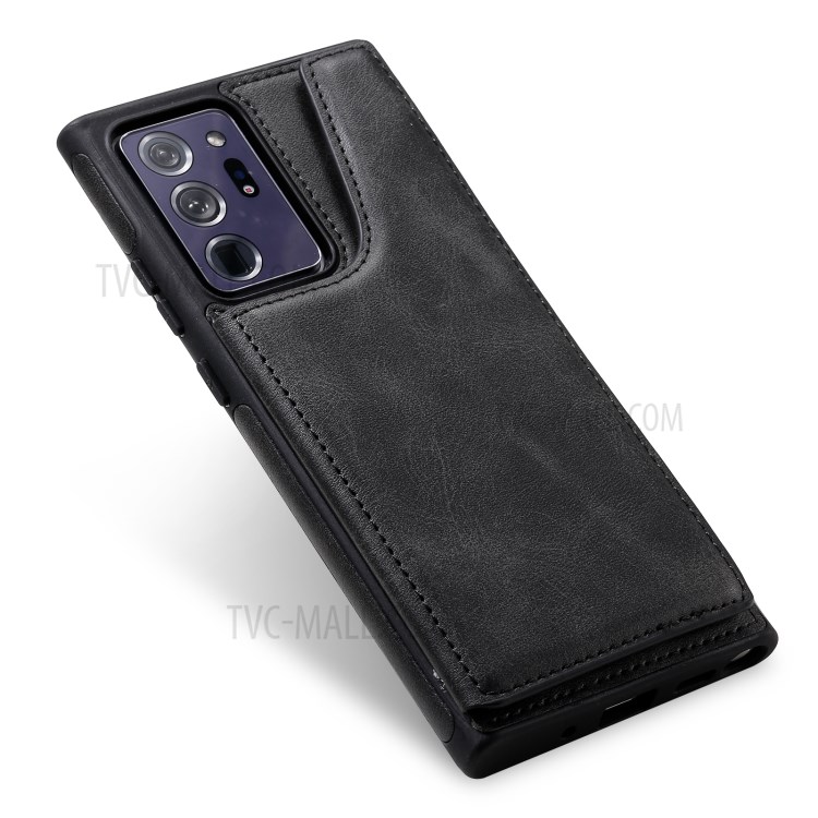 Plain Shockproof Leather Leather Coated TPU Case for Samsung Galaxy Note20 Ultra/Note20 Ultra 5G - Black-10