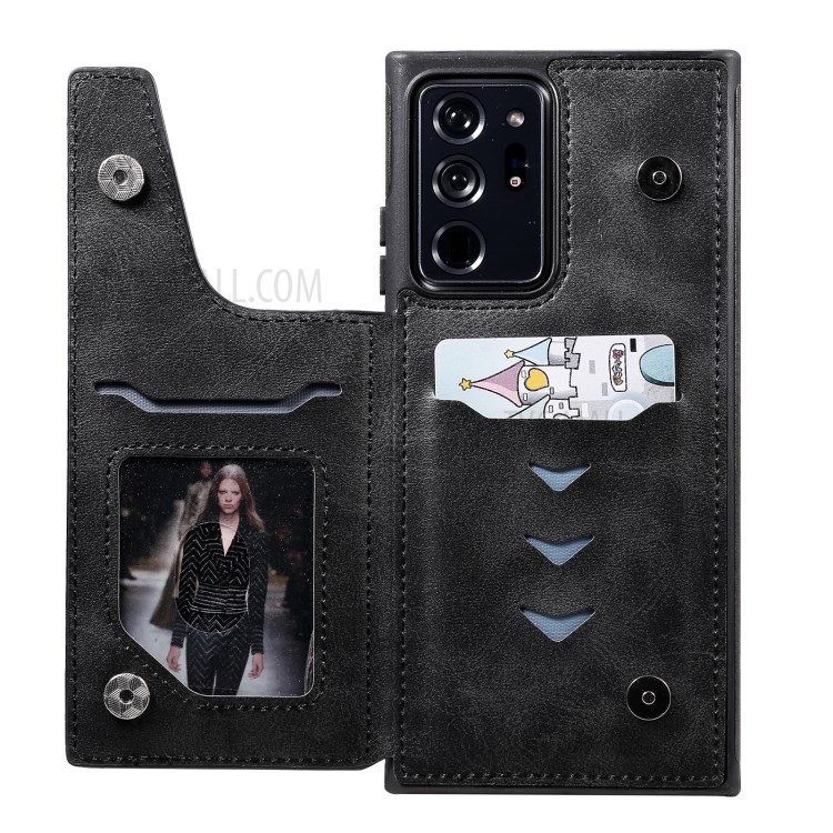 Plain Shockproof Leather Leather Coated TPU Case for Samsung Galaxy Note20 Ultra/Note20 Ultra 5G - Black-11