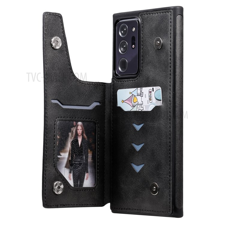 Plain Shockproof Leather Leather Coated TPU Case for Samsung Galaxy Note20 Ultra/Note20 Ultra 5G - Black-12