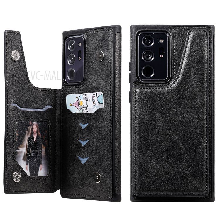 Plain Shockproof Leather Leather Coated TPU Case for Samsung Galaxy Note20 Ultra/Note20 Ultra 5G - Black-3