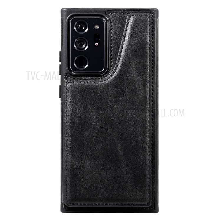 Plain Shockproof Leather Leather Coated TPU Case for Samsung Galaxy Note20 Ultra/Note20 Ultra 5G - Black-4