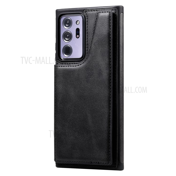 Plain Shockproof Leather Leather Coated TPU Case for Samsung Galaxy Note20 Ultra/Note20 Ultra 5G - Black-5
