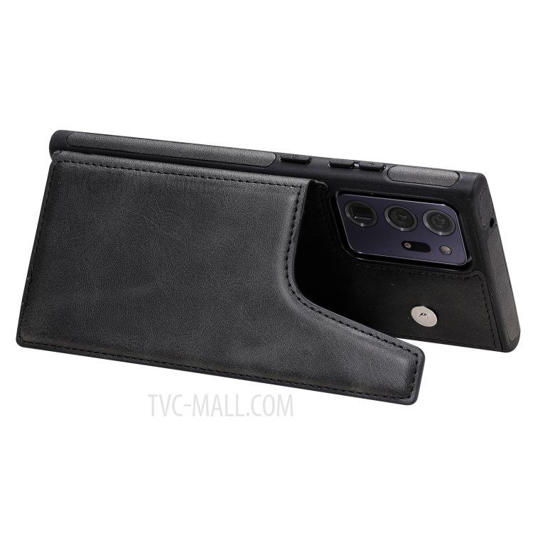 Plain Shockproof Leather Leather Coated TPU Case for Samsung Galaxy Note20 Ultra/Note20 Ultra 5G - Black-8