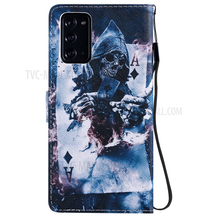 Patterned Leather Case with Wallet Stand for Samsung Galaxy Note20 / Note20 5G - Devil-3