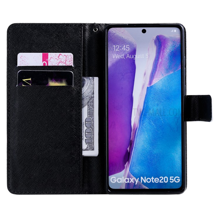 Patterned Leather Case with Wallet Stand for Samsung Galaxy Note20 / Note20 5G - Devil-4