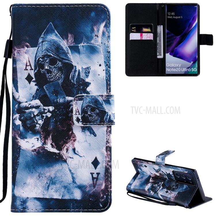 Pattern Printing Leather Cover with Wallet Stand Phone Case for Samsung Galaxy Note20 Ultra / Note20 Ultra 5G - Devil-1