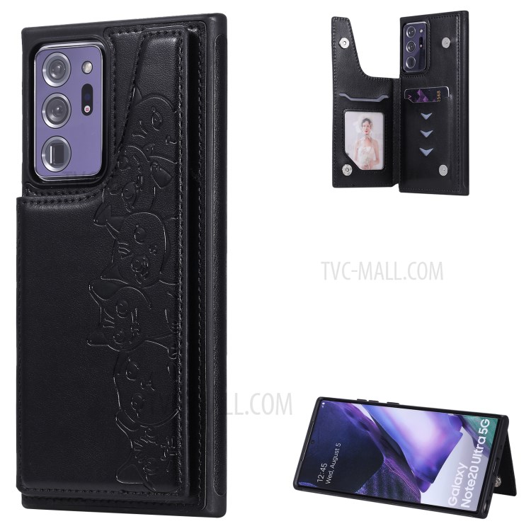 Cats Pattern Imprint Leather Coated TPU Phone Protective Shell for Samsung Galaxy Note20 Ultra/Note20 Ultra 5G - Black-1