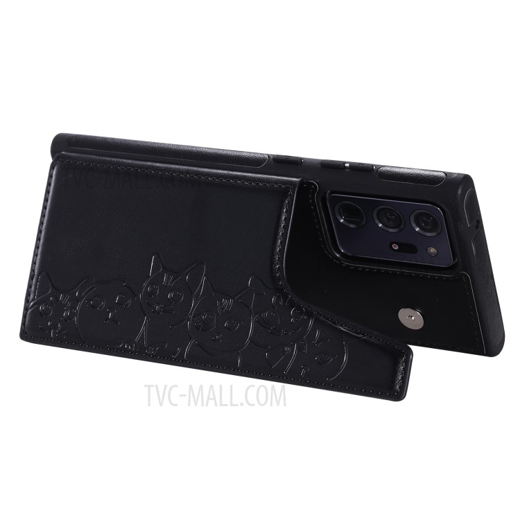 Cats Pattern Imprint Leather Coated TPU Phone Protective Shell for Samsung Galaxy Note20 Ultra/Note20 Ultra 5G - Black-8