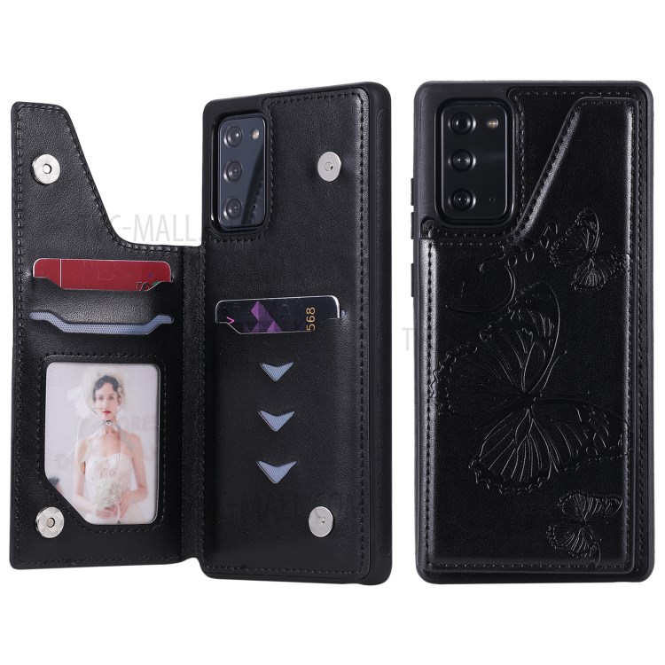 Butterfly Imprint Shockproof Leather Coated TPU Phone Protective Shell for Samsung Galaxy Note 20/Note 20 5G - Black-2
