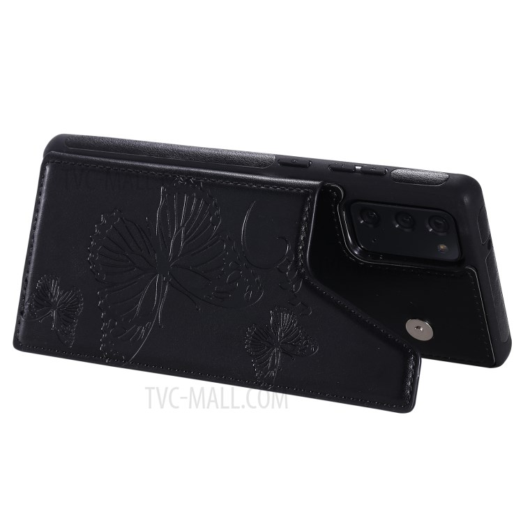 Butterfly Imprint Shockproof Leather Coated TPU Phone Protective Shell for Samsung Galaxy Note 20/Note 20 5G - Black-8