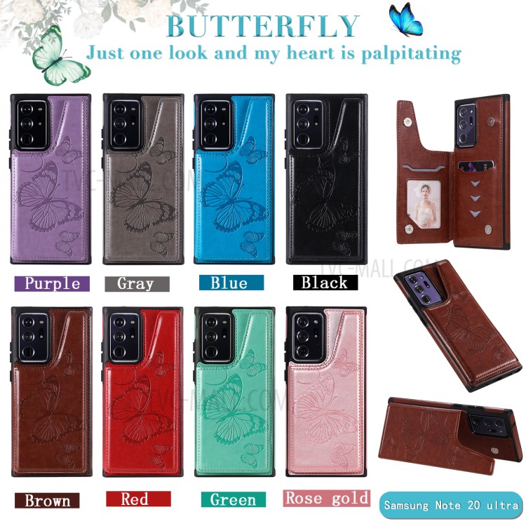 Magnetic Buckle Card Slots Leather Coated TPU Phone Protective Shell for Samsung Galaxy Note20 Ultra/Note20 Ultra 5G - Black-12