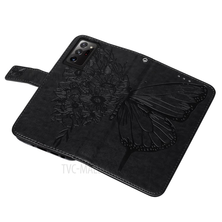 Imprint Butterfly Flower Pattern Wallet Stand Leather Case for Samsung Galaxy Note20 Ultra 5G / Galaxy Note20 Ultra - Black-6