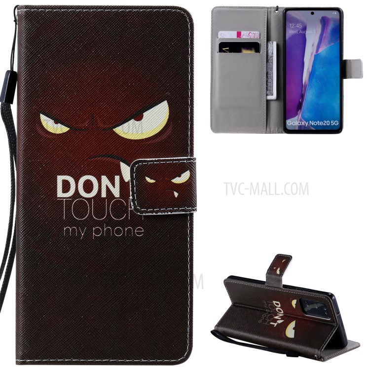 Patterned Wallet Stand Leather Case for Samsung Galaxy Note20 / Note20 5G - Angry Hawkeye-1