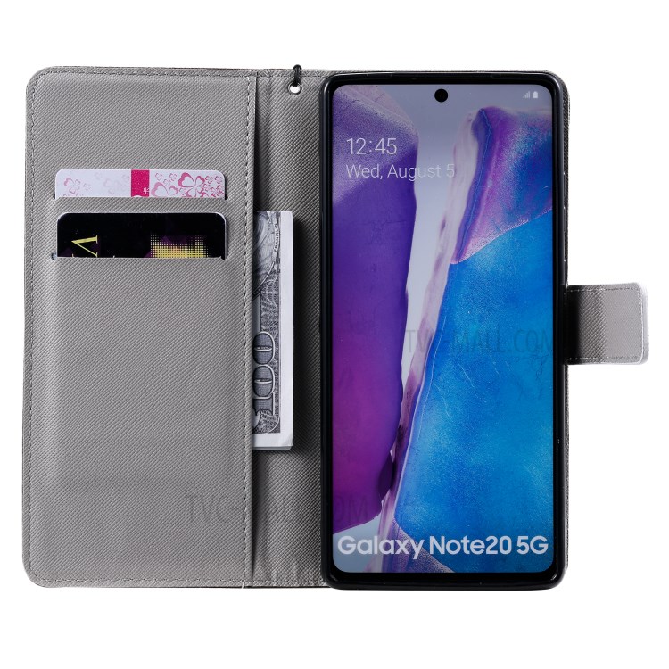 Patterned Wallet Stand Leather Case for Samsung Galaxy Note20 / Note20 5G - Angry Hawkeye-4