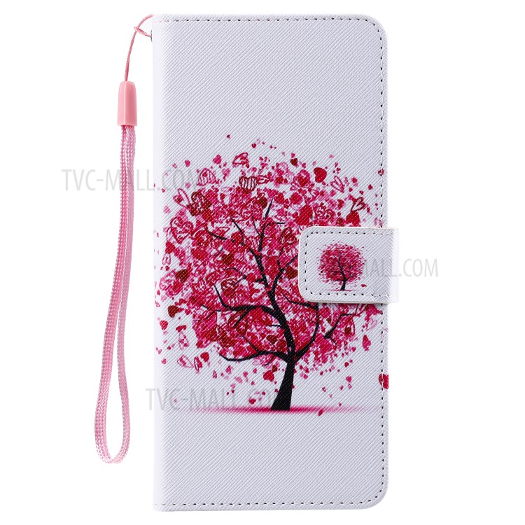 Patterned Leather Shell with Wallet Stand Phone Case for Samsung Galaxy Note20 Ultra / Note20 Ultra 5G - Pink Flower Tree-2