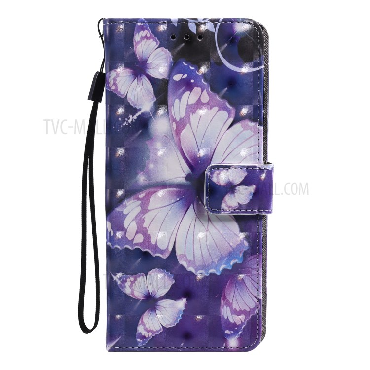 Cassa Del Telefono In Pelle Arredamento Punto Luminoso Modellato Con La Cinghia Per La Galassia Note20 Ultra / Note20 Ultra 5G - Farfalle Viola-2