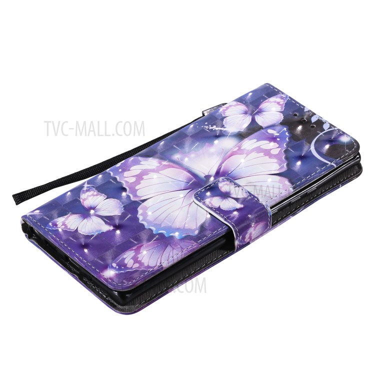 Cassa Del Telefono In Pelle Arredamento Punto Luminoso Modellato Con La Cinghia Per La Galassia Note20 Ultra / Note20 Ultra 5G - Farfalle Viola-5