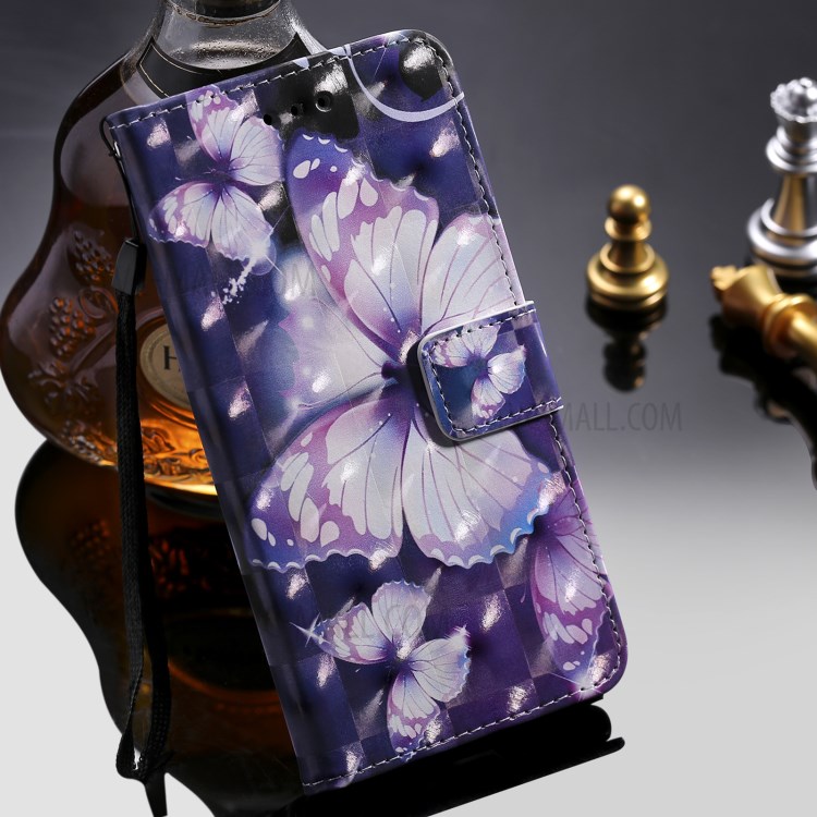 Cassa Del Telefono In Pelle Arredamento Punto Luminoso Modellato Con La Cinghia Per La Galassia Note20 Ultra / Note20 Ultra 5G - Farfalle Viola-9