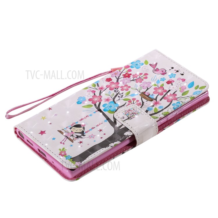 Light Spot Decor Patterned Leather Phone Case with Strap for Samsung Galaxy Note20 Ultra / Note20 Ultra 5G - Colorful Flower Tree-5