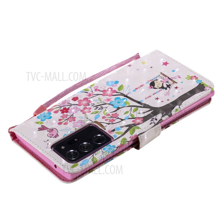 Light Spot Decor Patterned Leather Phone Case with Strap for Samsung Galaxy Note20 Ultra / Note20 Ultra 5G - Colorful Flower Tree-6