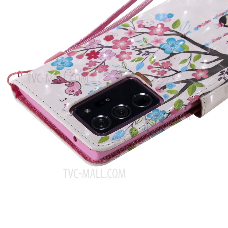 Light Spot Decor Patterned Leather Phone Case with Strap for Samsung Galaxy Note20 Ultra / Note20 Ultra 5G - Colorful Flower Tree-8