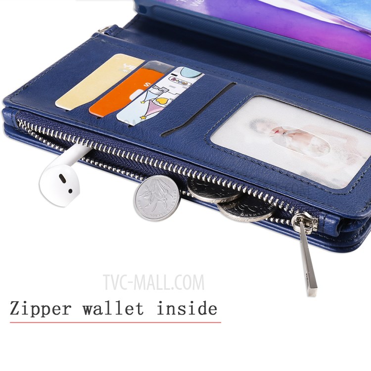 2 in 1 Magnetic Detachable Zipper Leather Wallet Case for Samsung Galaxy Note 20 - Black-15