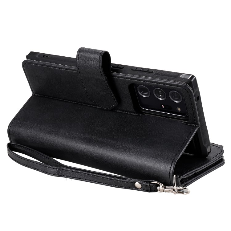 2 In 1 Magnetische Abnehmbaren Reißverschluss Leder Mappenkasten Für Samsung Galaxy Note20 Ultra - Schwarz-11